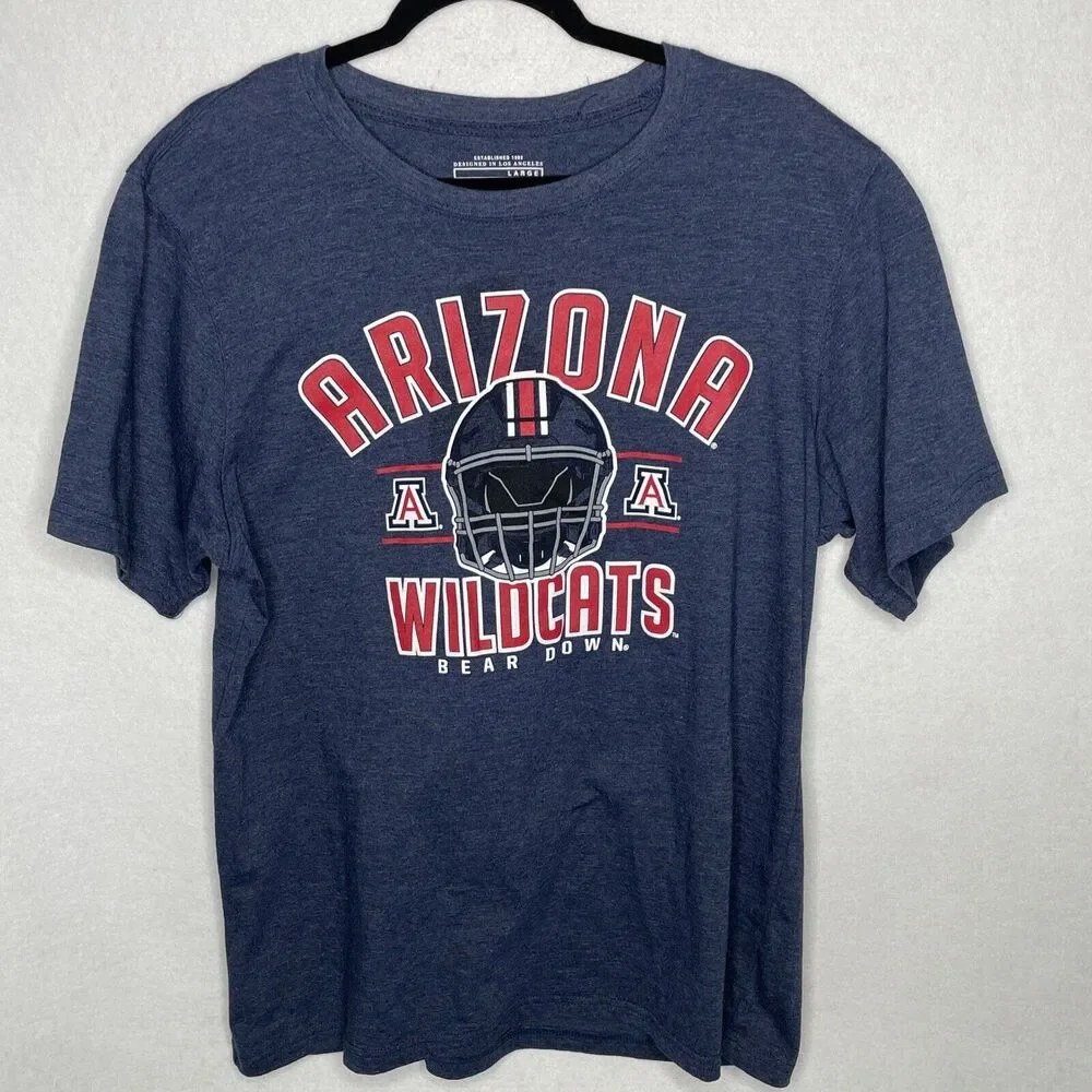 Blue T-Shirt University of Arizona Men’s Large Wildcats Bear Down Football - Picture 2 of 8